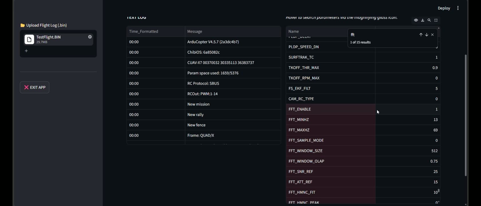 DroneTools flight overview metrics and system errors panel