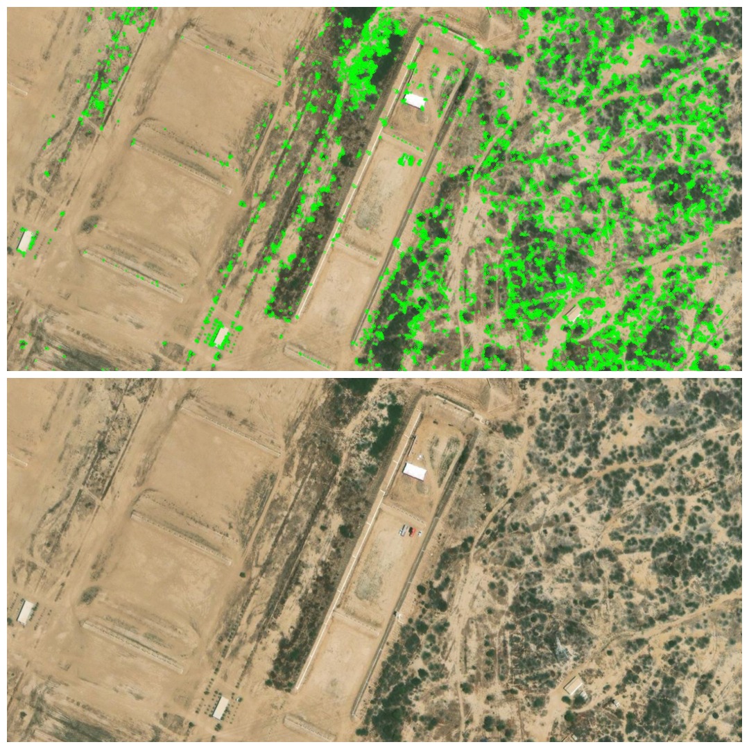 DSMAC visual features detected over reference terrain imagery 1